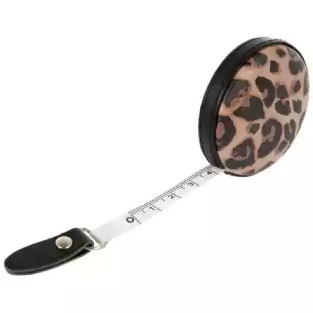 New 60” Leopard Print Round Retractable Tape Measure - Brown/Black
